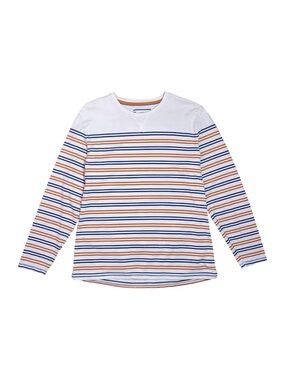 FatFace Striped Long Sleeve T-Shirt Men's‎ XL Cream Navy Orange Crewneck